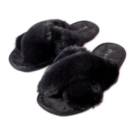 Inblu Schwarze Hausschuhe mit Morano-Fell