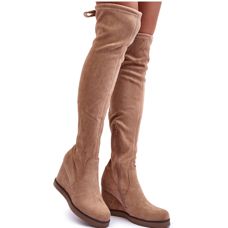 Wildlederstiefel mit Keilabsatz Beige Mephal