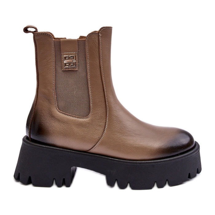 Leder-Chelsea-Stiefel auf massivem Plateau, Beige Lemar Lisencca