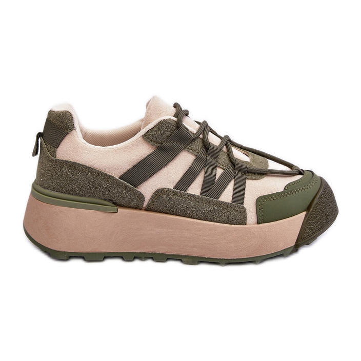 PS1 Damen-Sportschuhe aus Wildleder auf der Plattform Beige und Grün Rohan