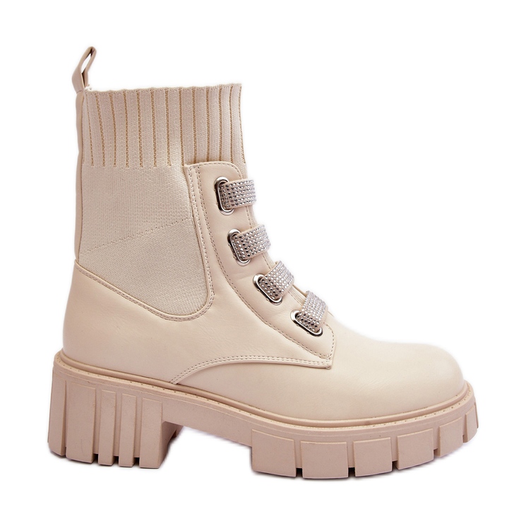 Beige Arbeiterstiefel mit elastischem Obermaterial Kasseis