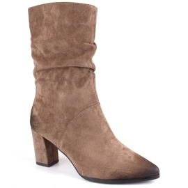 Kurze, faltige, isolierte Damenstiefel, braun, Vinceza 58146