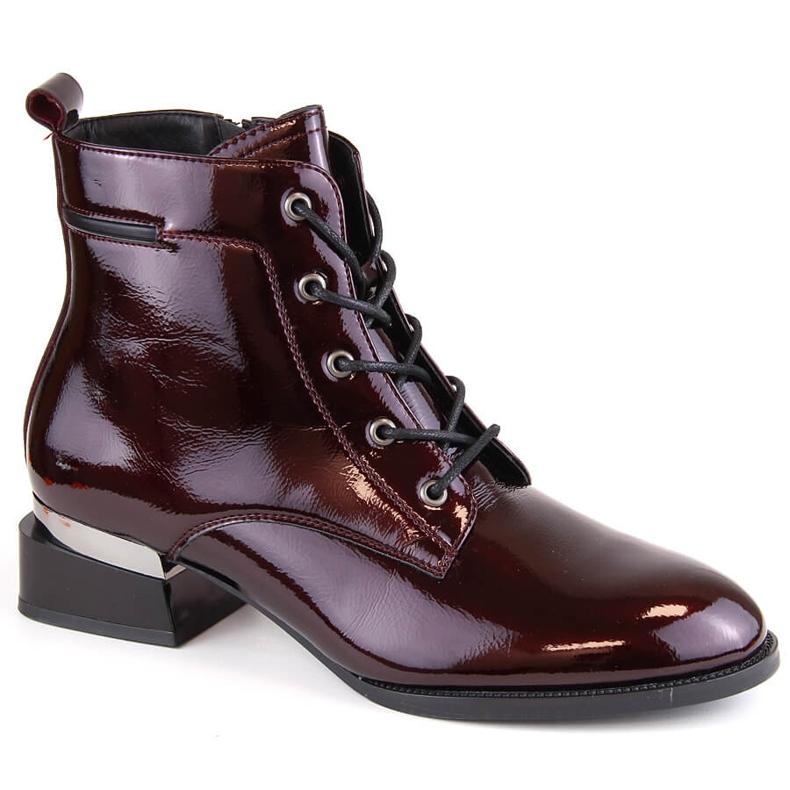 Damen-Lackleder-Stiefel mit isoliertem, bordeauxrotem Absatz und hohen Absätzen Vinceza 58158