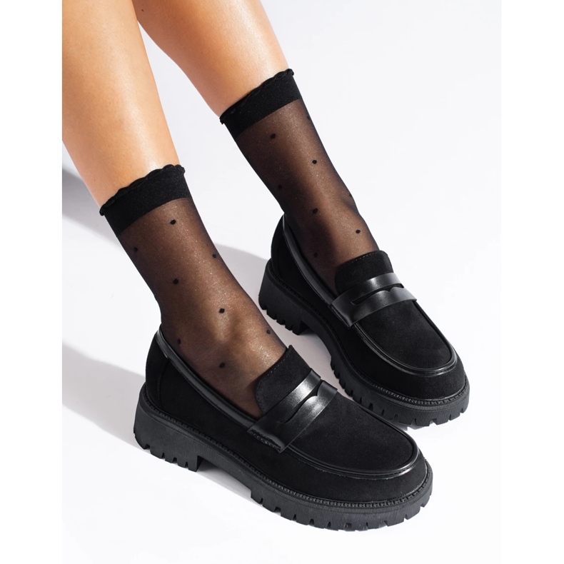Schwarze Wildleder-Loafer von Shelovet für Damen
