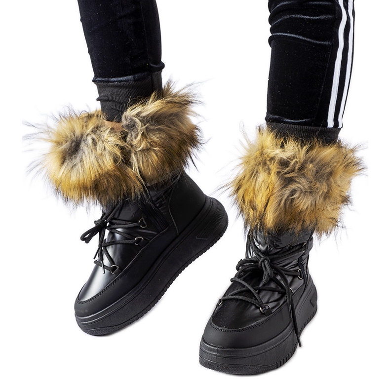 Schwarze Cavargna Damen-Schneestiefel