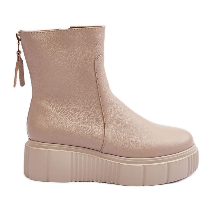 Damen-Plateaustiefel aus Leder in Beige von Lemar Jenefer