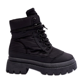 Isolierte Trappers-Stiefeletten für Damen mit Plateau und flachem Absatz Big Star MM274338 Schwarz