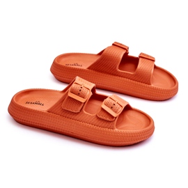 Damen-Flip-Flops aus Schaumstoff mit orangefarbenen Riemen