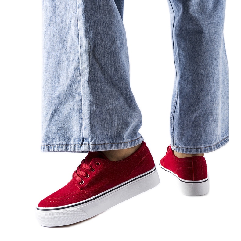 Rote Abboud-Sneaker aus Öko-Wildleder