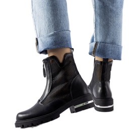 Schwarze durchbrochene Cavour-Stiefeletten