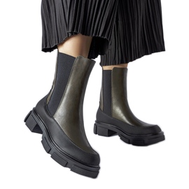 Grüne und schwarze Slip-on-Stiefeletten von Faisal