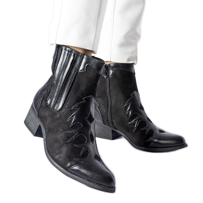 Schwarze Low-Top-Cowboystiefel „Henriette“.