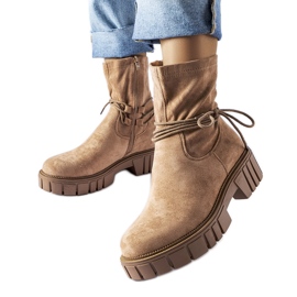 Beige Stiefeletten mit Averardo-Schnürung