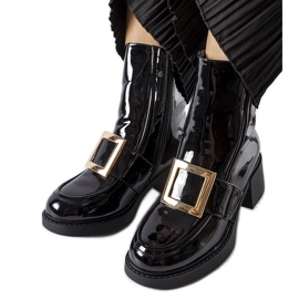 Schwarze Girardi-Stiefeletten aus Lackleder mit hohen Absätzen