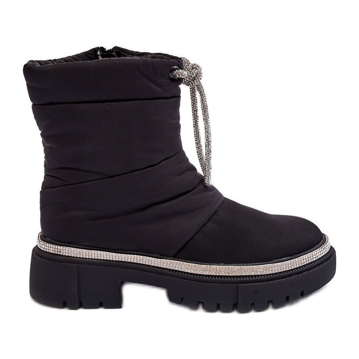 PS1 Schwarze Plotia verzierte Schneestiefel mit flachem Absatz