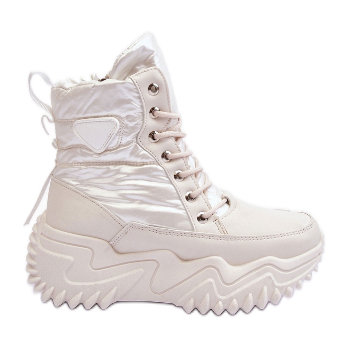 Isolierte Stiefel auf massivem Plateau, hellbeiger Lanleh