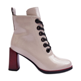 Lack-Schnürstiefelette S.Barski MR870-15 Hellgrau