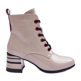 Lackstiefel mit hohem Absatz S.Barski MR870-49 Hellgrau