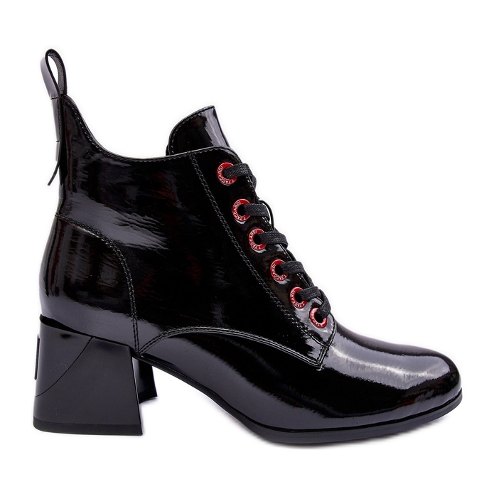 Niedrige Schnürstiefeletten aus Lackleder S.Barski MR870-66 Schwarz