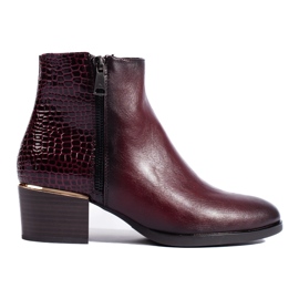 Burgunderfarbene Stiefeletten mit hohem Absatz von Vinceza rot