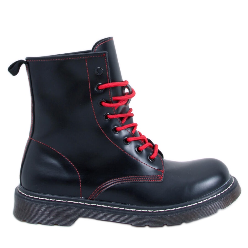 Schnürstiefeletten mit buntem Stuff Blackred-Faden schwarz