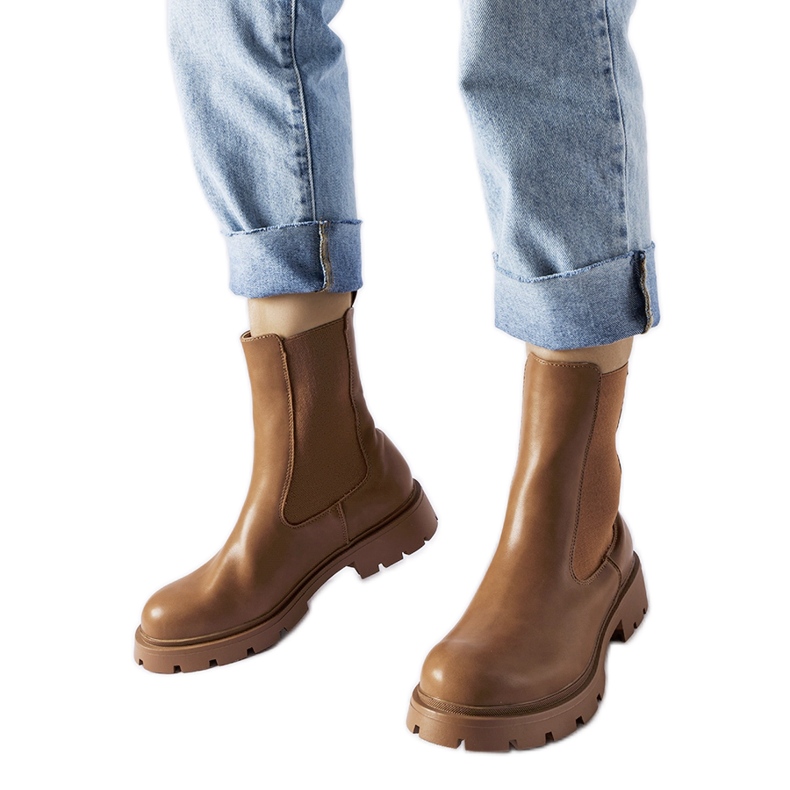 Braune, hohe Chelsea-Stiefel zum Hineinschlüpfen von Verones