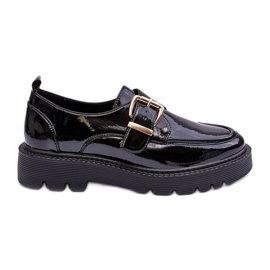 Vinceza Flache Schuhe aus Lackleder mit Schnalle, Black Meara schwarz