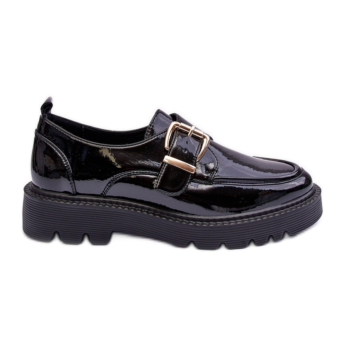 Vinceza Flache Schuhe aus Lackleder mit Schnalle, Black Meara schwarz
