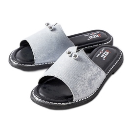 Blaue metallische Flip-Flops mit Frederi-Perlen silber-