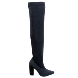 Elastische hochhackige Musketiere Veronica Black schwarz