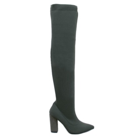 Elastische hochhackige Musketiere von Veronica Green grün