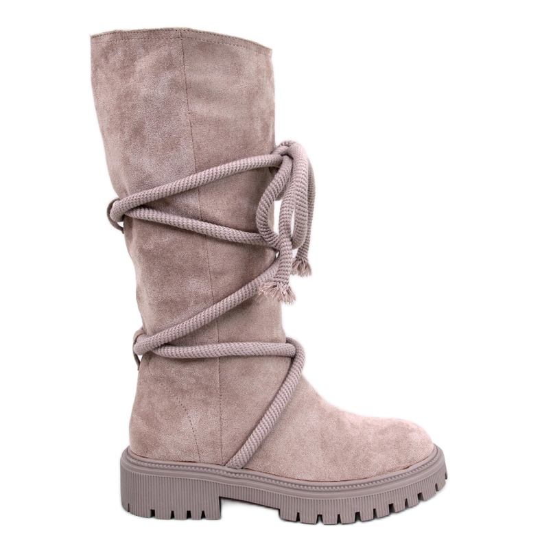 Spicer Beige Wildlederstiefel mit Kordel