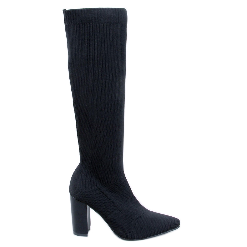 Elisha Schwarze elastische Stiefel mit hohen Absätzen