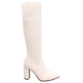 Elisha Beige elastische Stiefel mit hohen Absätzen