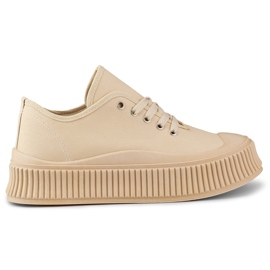 Beige Damen-Sneaker mit dicker Sohle