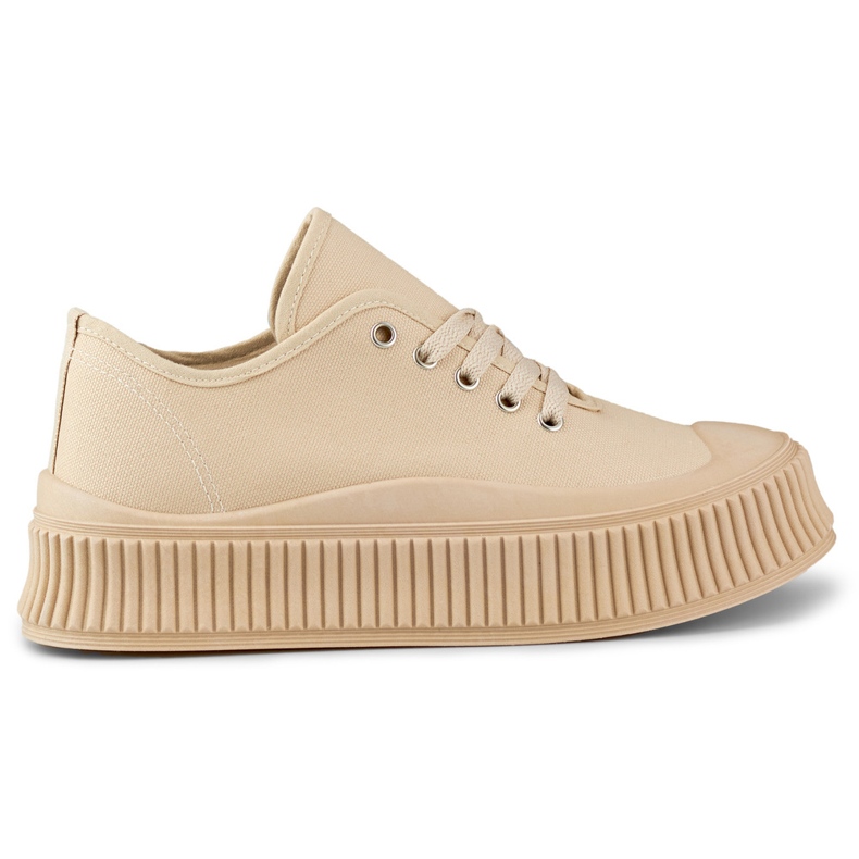 Beige Damen-Sneaker mit dicker Sohle