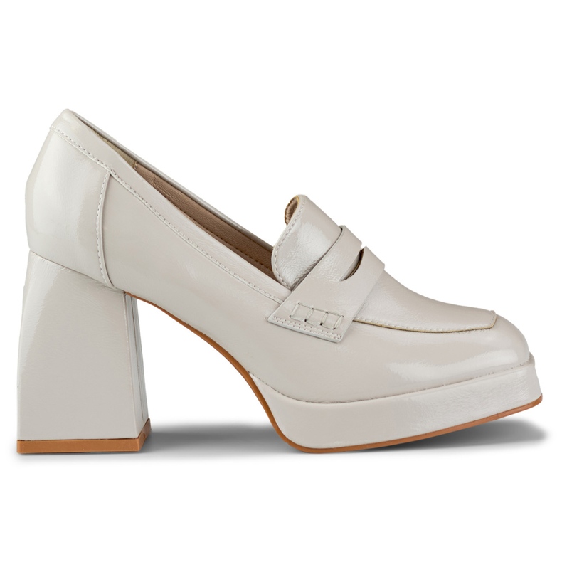 Damen-Lacklederschuhe mit hohem Absatz beige