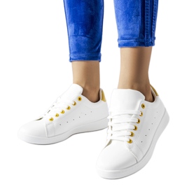 Weiße Bushnell-Sneaker mit gelben Akzenten