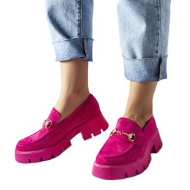 Rosa Mokassins mit Schnalle und Strasssteinen von Gaiola