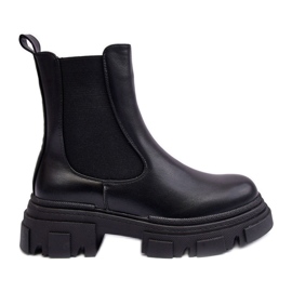 PS1 Schwarze Solita-Chelsea-Stiefel aus Leder mit flachem Absatz und Plateau