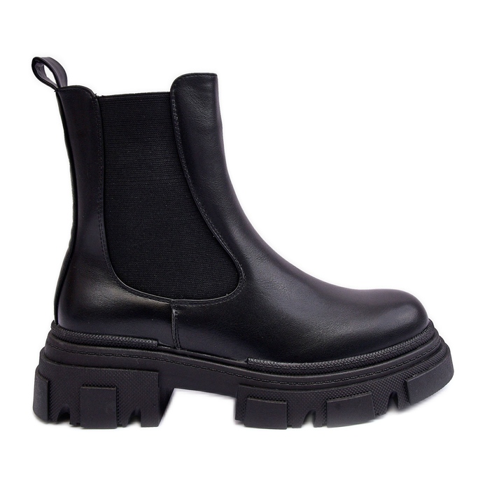 PS1 Schwarze Solita-Chelsea-Stiefel aus Leder mit flachem Absatz und Plateau