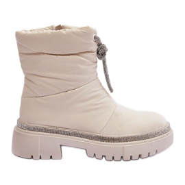 PS1 Verzierte Schneestiefel mit flachem Absatz in Hellbeige Plotia