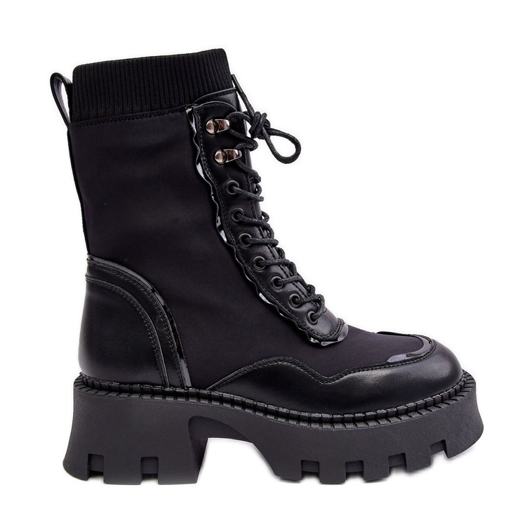 PS1 Damen-Schnürstiefel aus klobigem Leder für Damen in Schwarz von Seloma