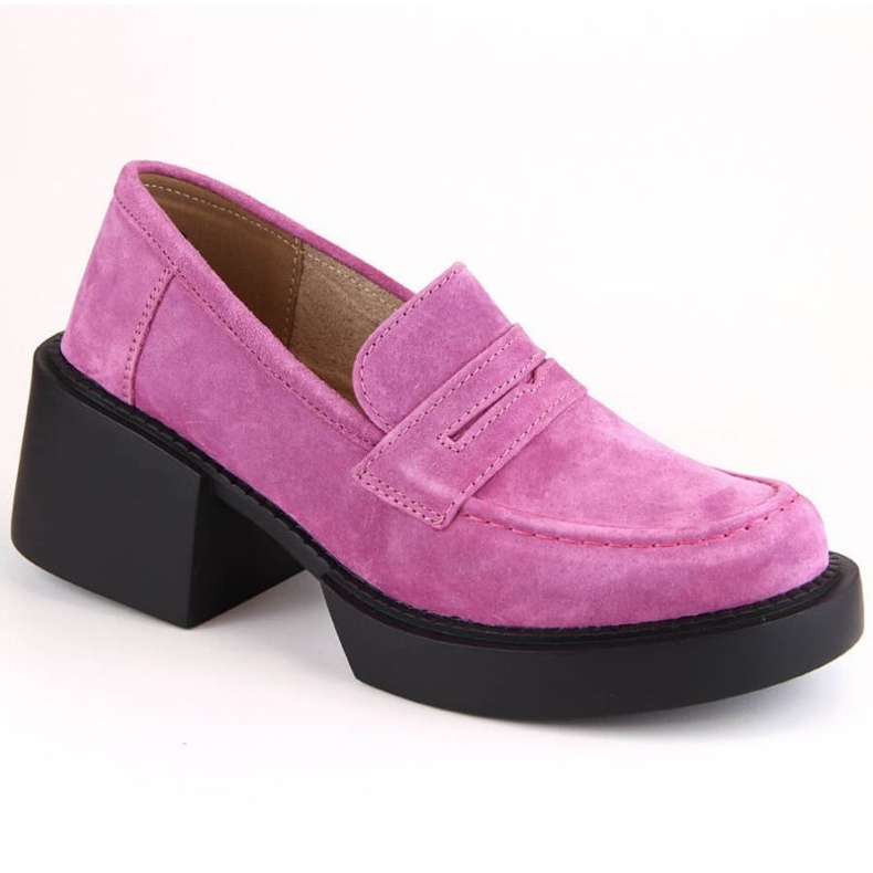 Hochhackige Loafer aus Leder und Wildleder Filippo W PAW403C fuchsia rosa