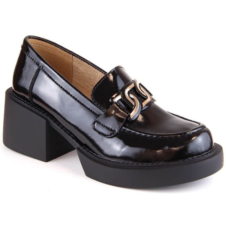 Filippo W PAW466 schwarze Leder-Loafer mit hohen Absätzen