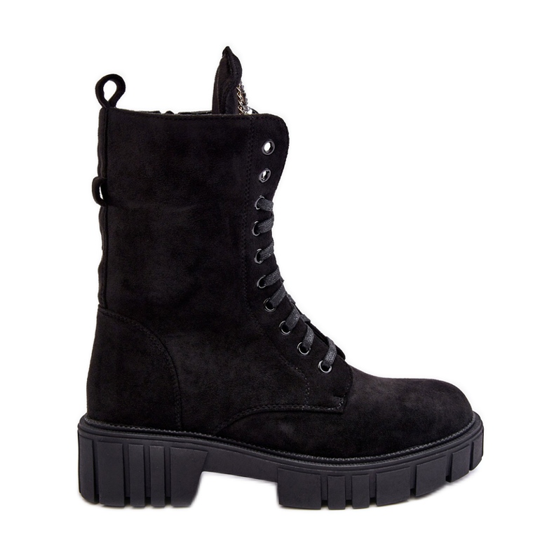 Wildleder-Worker-Stiefeletten mit Schmuckverzierung, Black Marx schwarz