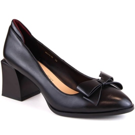 D&amp;A S.Barski Premium Collection W OLI229A schwarze Schuhe mit hohen Absätzen und Schleife