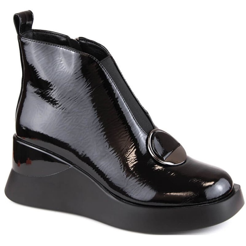 D&amp;A S.Barski Premium Collection W OLI228A schwarze Keilstiefel