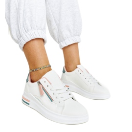 Weiße Schuhe mit rosa und grünen Einsätzen Anaunia