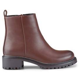 Klassische braune Damenstiefeletten aus Öko-Leder